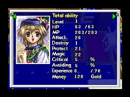 Starting stats for our main heroine